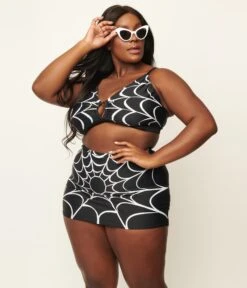 Unique Vintage Plus Size Spiderweb Print Hyde Swim Skirt -New Dress Store 130809 CZ170 PL 4RS2