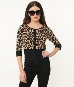 Collectif Leopard Print Cardigan