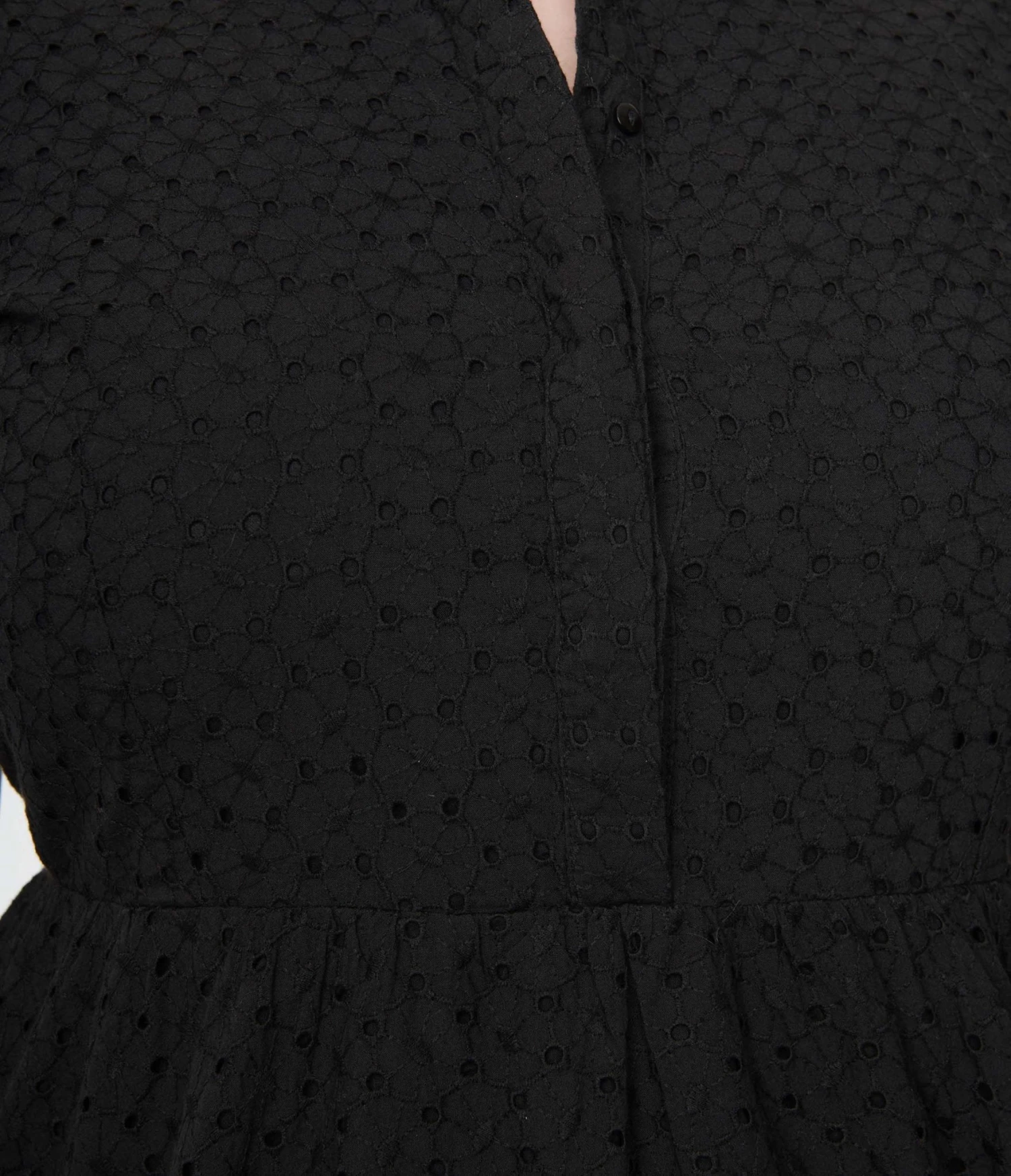 1950s Black Eyelet Collared Swing Dress 3 1950s Black Eyelet Collared Swing Dress - Image 3