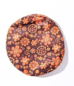 1970s Brown Retro Floral Velvet Beret -New Dress Store 1970s brown retro floral velvet beret 753587