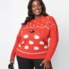 Unique Vintage Plus Size Red & Flock Of Sheep Sweater