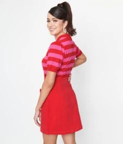 Smak Parlour Red & Pink Stripe Keyhole Heart Sweater -New Dress Store 201446 SP470KT3H 3RS
