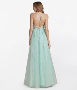 Apple Mint Floral & Tulle Prom Dress -New Dress Store apple mint floral tulle prom dress 811652