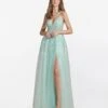 Apple Mint Floral & Tulle Prom Dress
