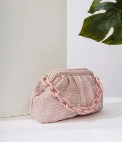 Baby Pink Solana Clutch Handbag -New Dress Store baby pink solana clutch handbag 800519