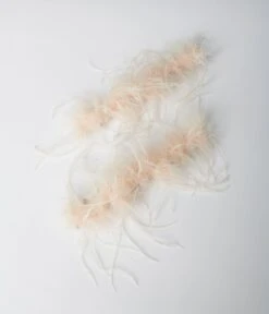Beige Faux Ostrich Feather Cuffs