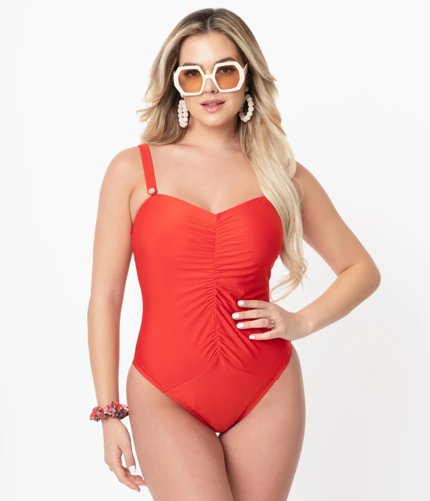 Bettie Page X Playful Promises Honey Red One Piece Swimsuit 1 Bettie Page X Playful Promises Honey Red One Piece Swimsuit