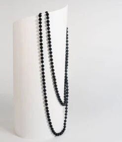 Black 60" Long Pearl Necklace
