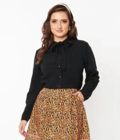 Black Bow Cropped Knit Cardigan -New Dress Store black bow cropped knit cardigan 963038