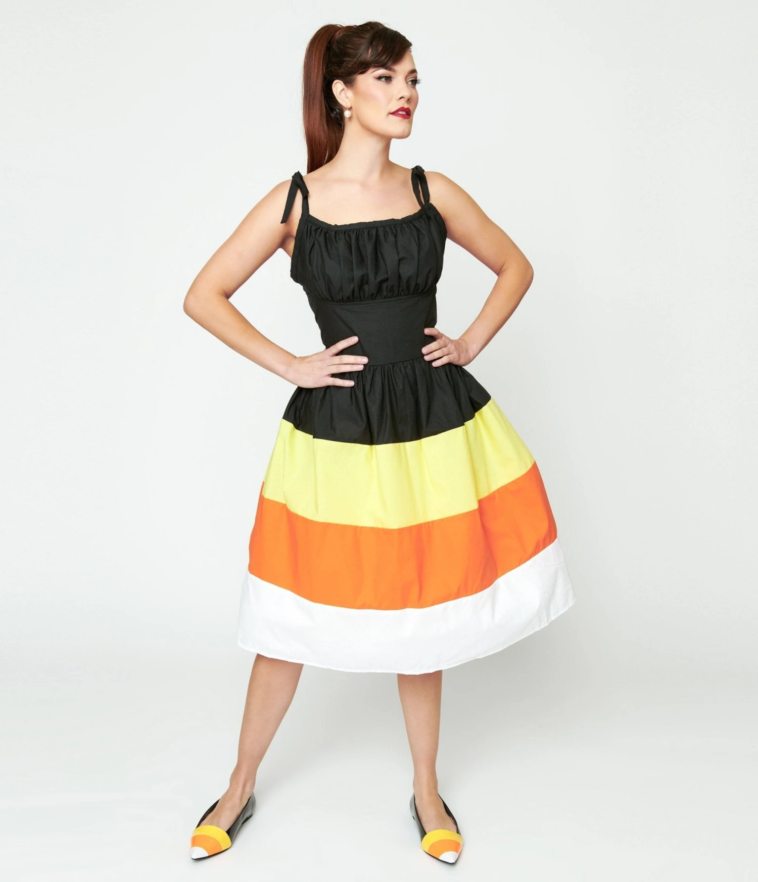Black & Candy Corn Stripe Swing Dress 1 Black & Candy Corn Stripe Swing Dress