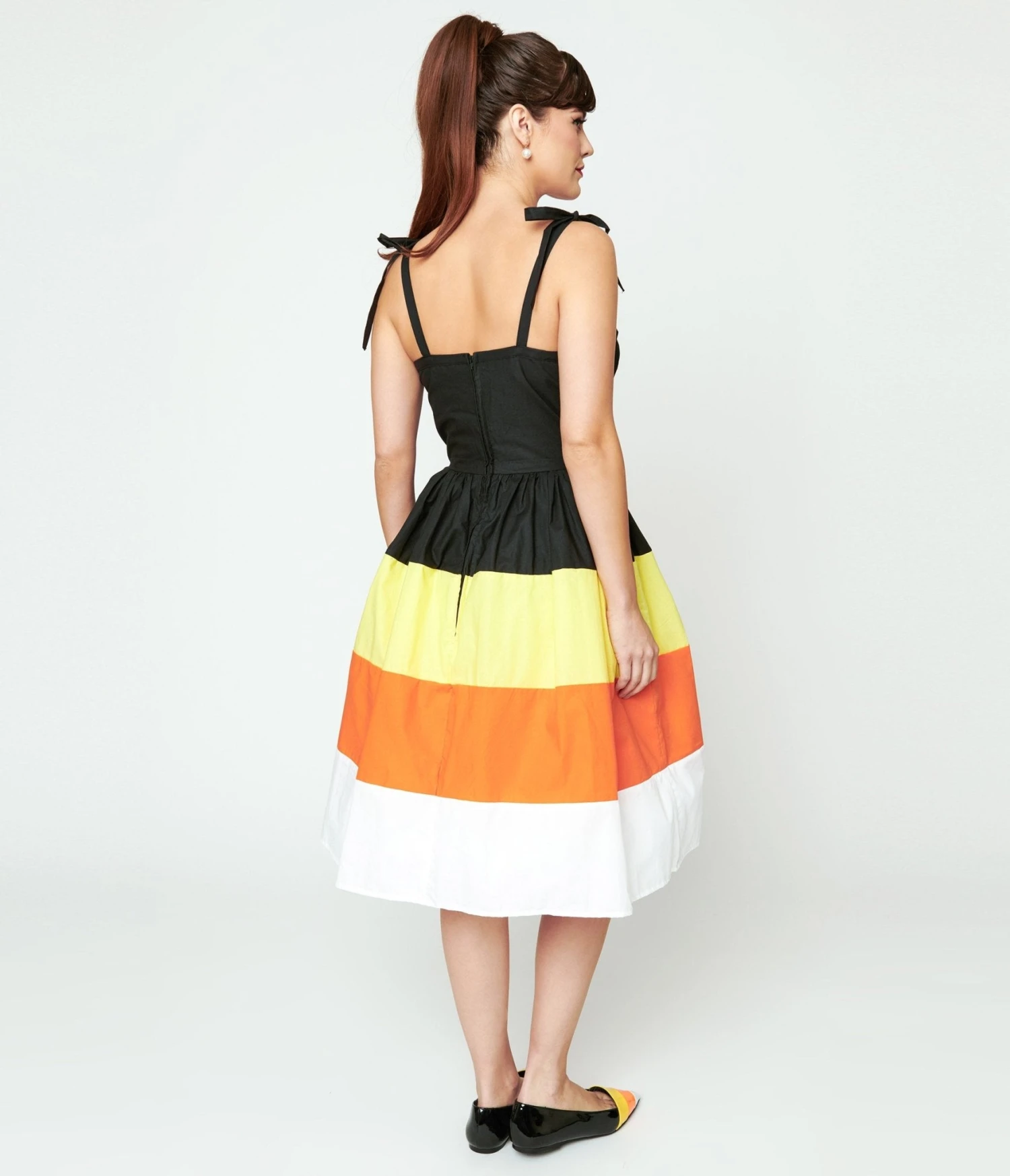 Black & Candy Corn Stripe Swing Dress 3 Black & Candy Corn Stripe Swing Dress - Image 3