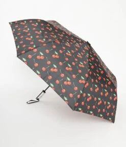 Black & Cherry Print Umbrella