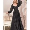 Cinderella Divine Black Chiffon Sweetheart Bridesmaid Goddess Gown