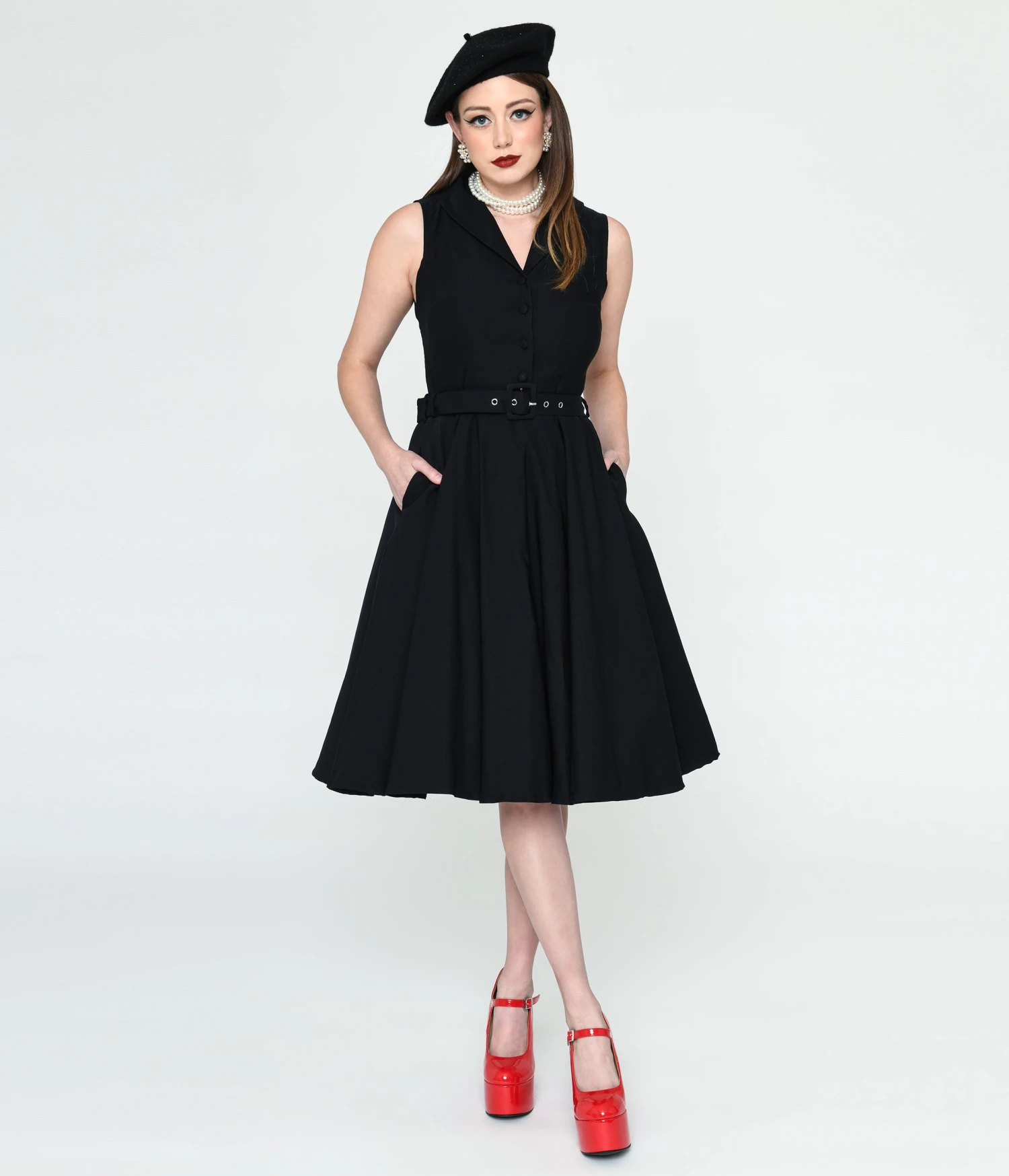 Black Collared Jani Swing Dress 2 Black Collared Jani Swing Dress - Image 2
