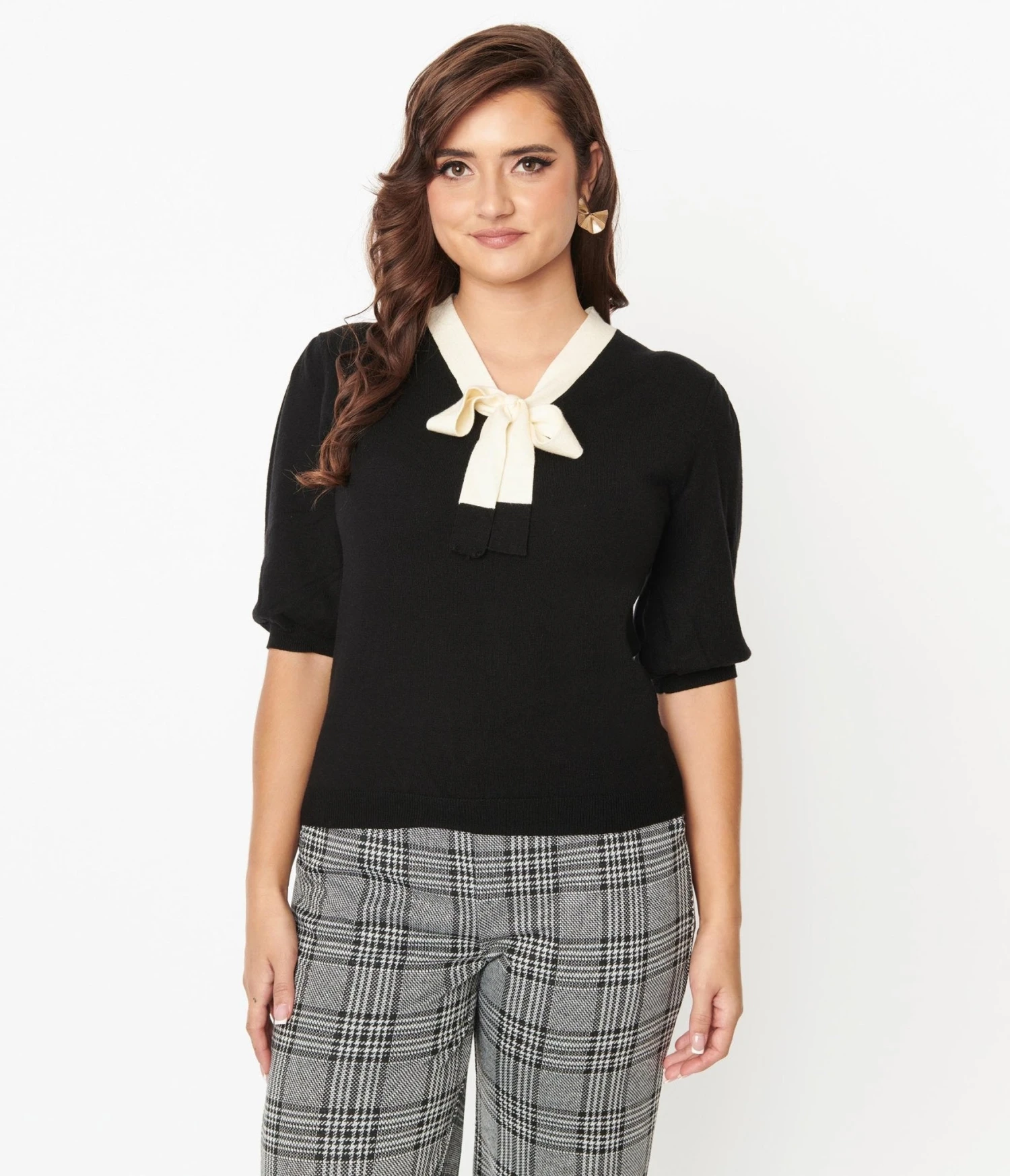 Black & Cream Bow Sweater 3 Black & Cream Bow Sweater - Image 3