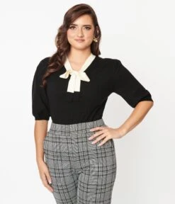 Black & Cream Bow Sweater