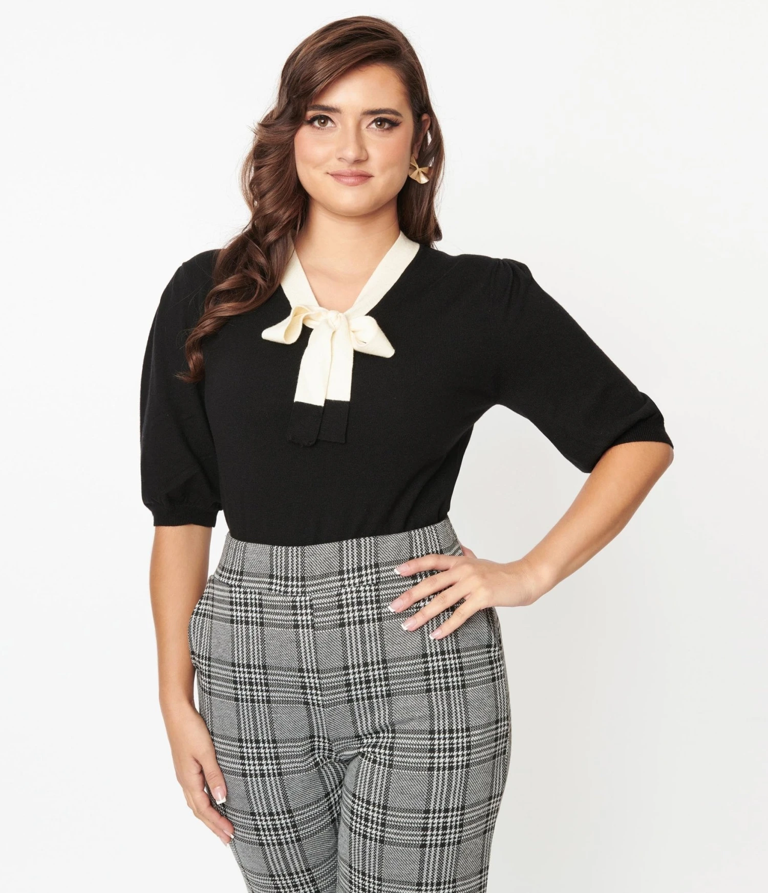 Black & Cream Bow Sweater 1 Black & Cream Bow Sweater