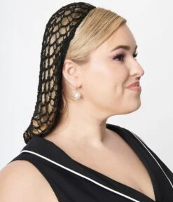 Black Crochet Hair Snood -New Dress Store black crochet hair snood 101378