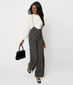 Black Ditsy Floral Jordan Suspender Jumpsuit -New Dress Store black ditsy floral jordan suspender jumpsuit 402623