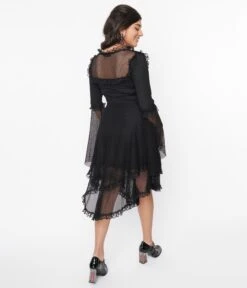 Black Fishnet Frill Flare Dress -New Dress Store black fishnet frill flare dress 999241