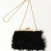 Black Fur Clutch Bag