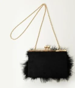 Black Fur Clutch Bag -New Dress Store black fur clutch bag 658376