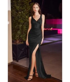 Cinderella Divine Black Glittering Satin Bridesmaid Gown