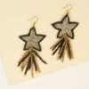 Black & Gold Beaded Star Earrings