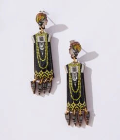 Black & Gold Modern Art Deco Earrings -New Dress Store black gold modern art deco earrings 349119