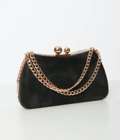 Black & Gold Textured Clutch Hand Bag