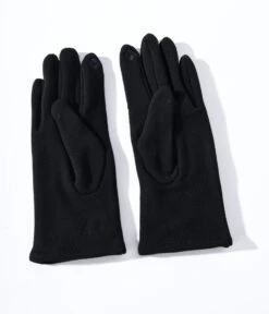 Black Leather Bow Lined Texting Gloves -New Dress Store black leather bow lined texting gloves 337585