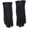 Black Leather Bows Texting Gloves