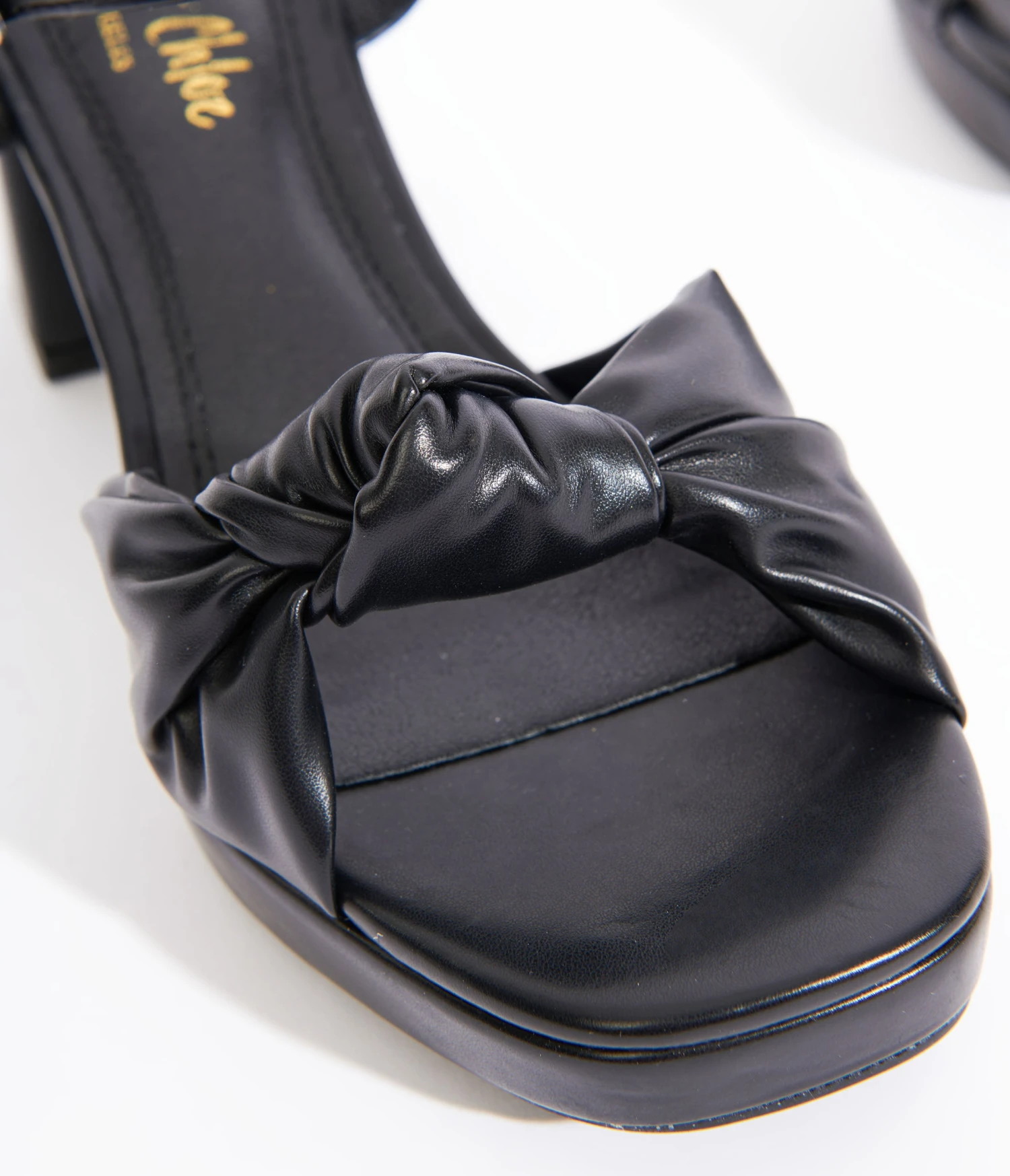 Black Leatherette Chunky Heels 2 Black Leatherette Chunky Heels - Image 2