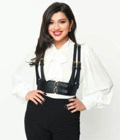 Black Leatherette Dual Suspender Belt