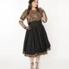 Black & Leopard Print Darlene Swing Dress