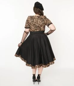 Black & Leopard Print Darlene Swing Dress -New Dress Store black leopard print darlene swing dress 423793