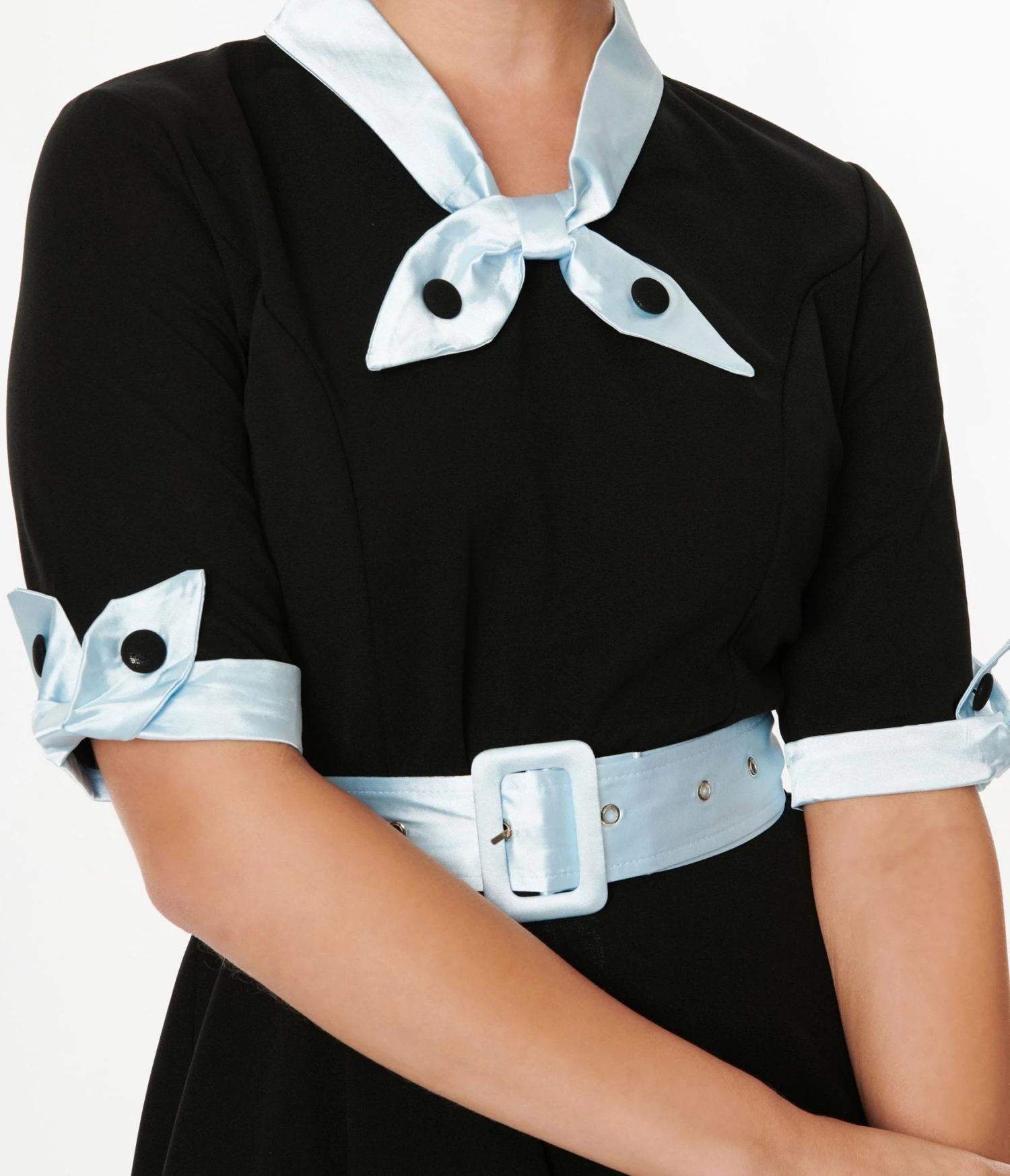 Black & Light Blue Flare Dress 2 Black & Light Blue Flare Dress - Image 2