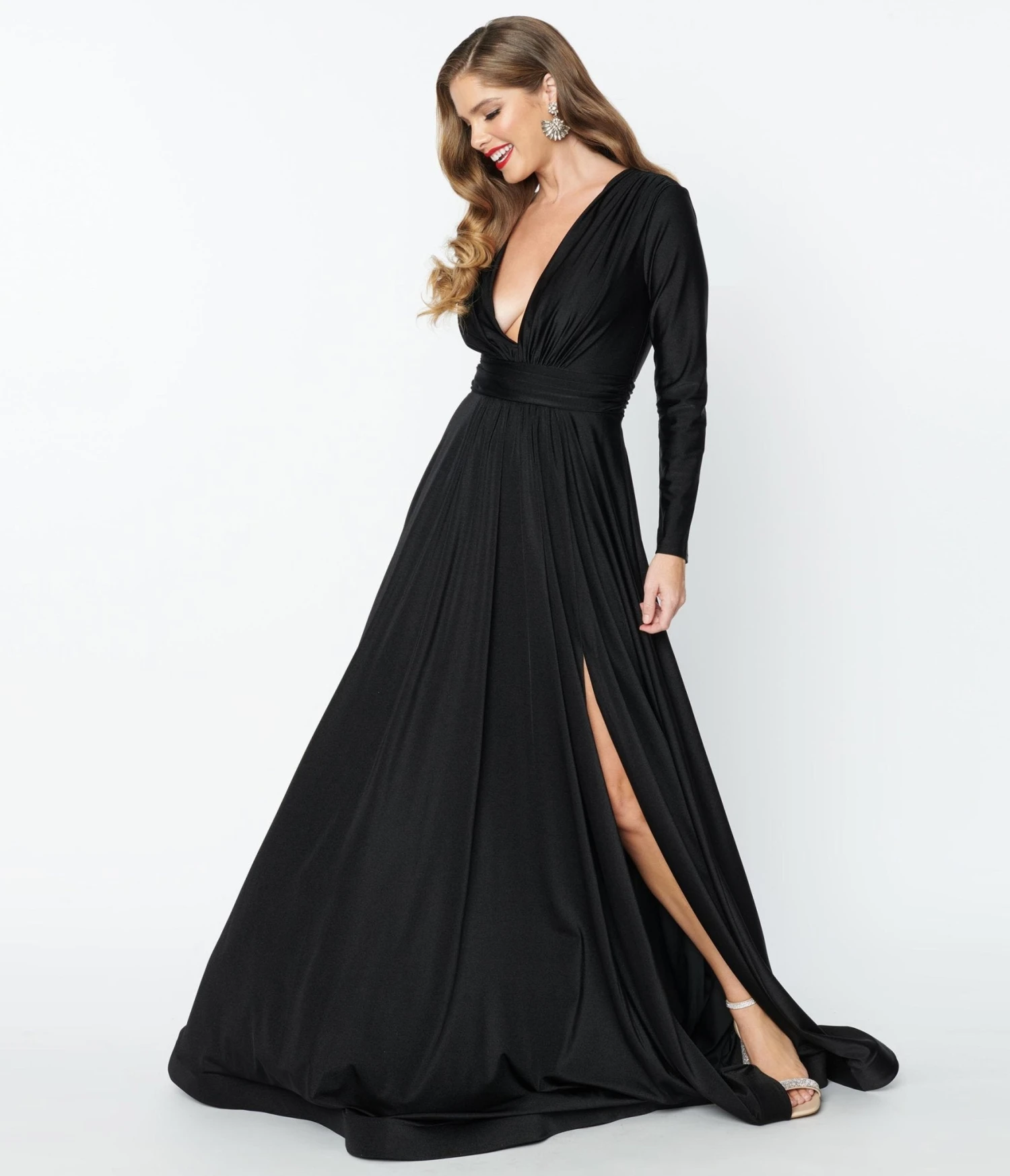 Black Long Sleeve Sophisticated Goddess Gown 5 Black Long Sleeve Sophisticated Goddess Gown - Image 5
