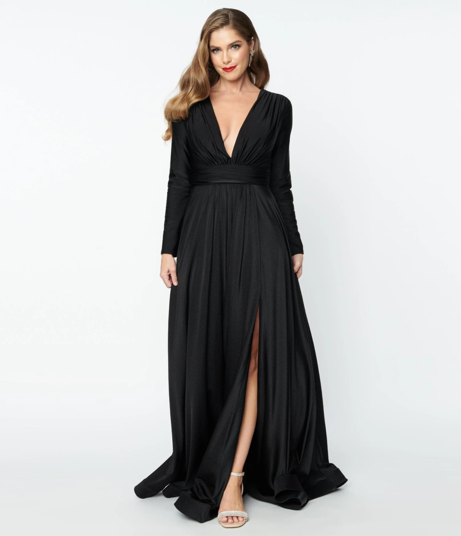 Black Long Sleeve Sophisticated Goddess Gown 4 Black Long Sleeve Sophisticated Goddess Gown - Image 4