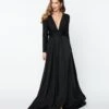 Black Long Sleeve Sophisticated Goddess Gown