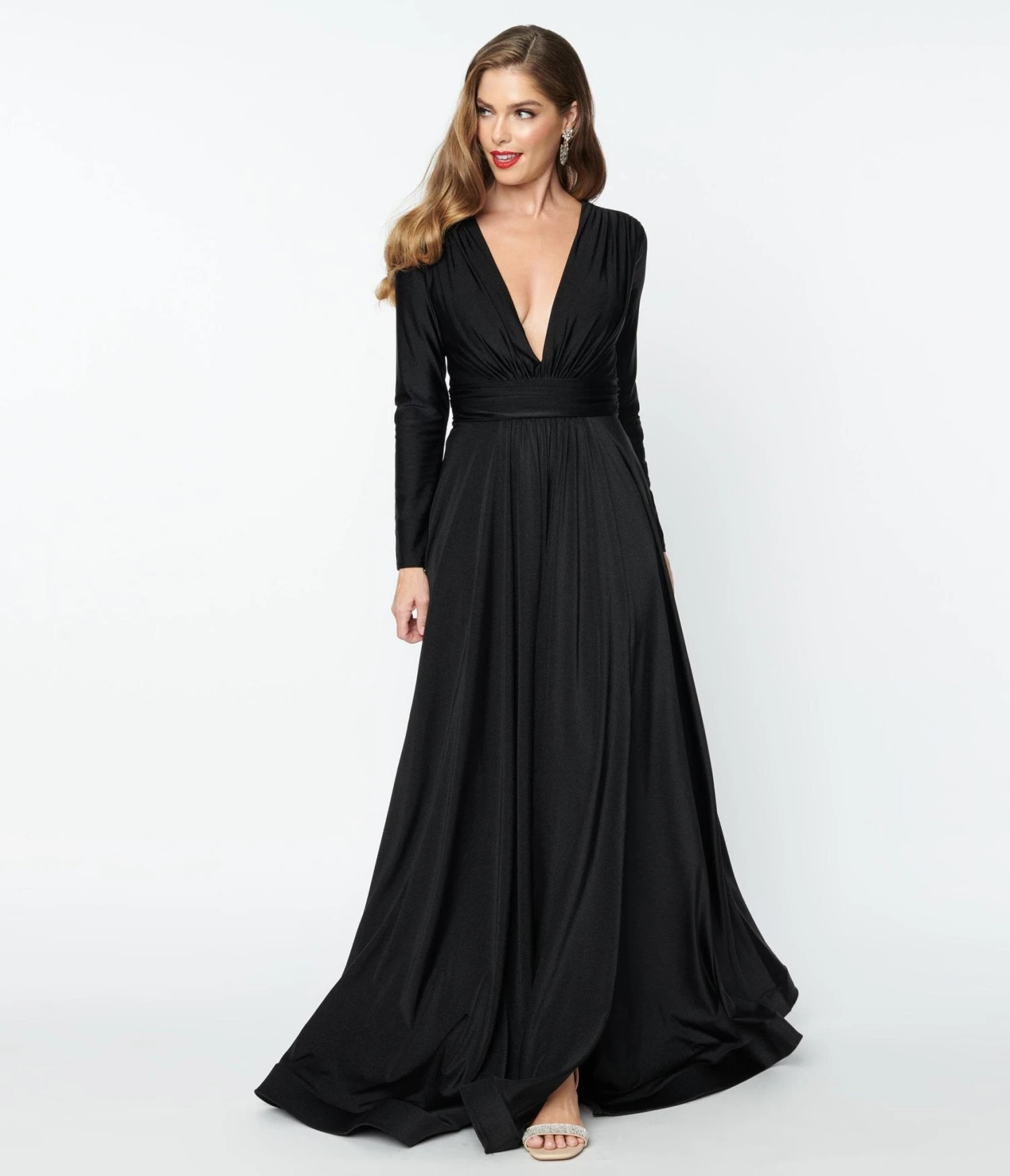 Black Long Sleeve Sophisticated Goddess Gown 1 Black Long Sleeve Sophisticated Goddess Gown