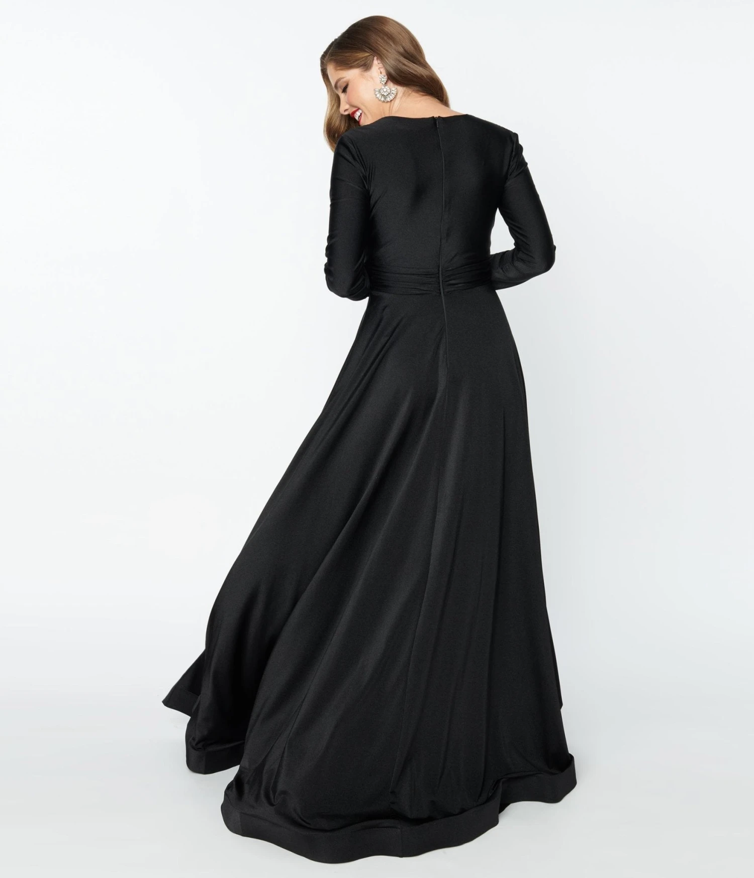 Black Long Sleeve Sophisticated Goddess Gown 2 Black Long Sleeve Sophisticated Goddess Gown - Image 2