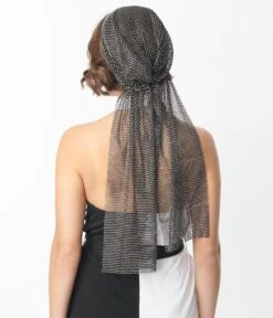 Black Mesh & Silver Rhinestone Headscarf -New Dress Store black mesh silver rhinestone headscarf 331723