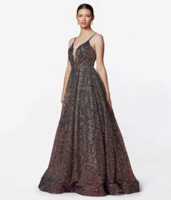 Black & Multi Iridescent Sequin Prom Gown -New Dress Store black multi iridescent sequin prom gown 989468