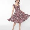 Black Multicolor Floral Sophia Swing Dress