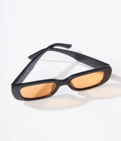 Black & Orange Tint Oval Sunglasses