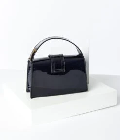 Black Patent Leatherette Square Handbag 5 Black Patent Leatherette Square Handbag -New Dress Store black patent leatherette square handbag 449630