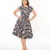 Black & Pink Floral Cleo Swing Dress