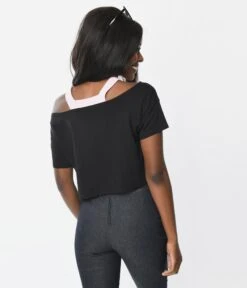 Black & Pink Hearts Rina Top -New Dress Store black pink hearts rina top 693500