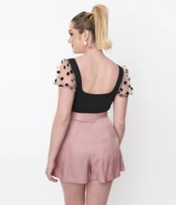 Black & Pink Polka Dot Ailani Bodysuit -New Dress Store black pink polka dot ailani bodysuit 601472